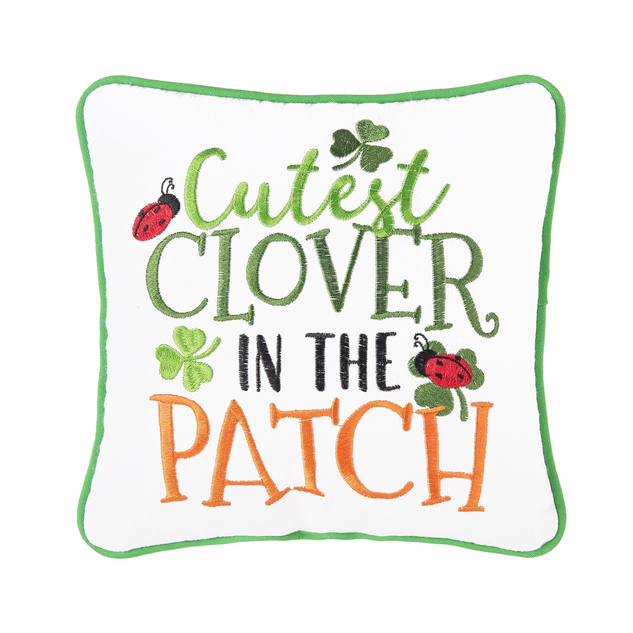"Cutest Clover In The Patch" St. Patrick's Day Cotton Blend Mini Accent Pillow 10" x 10"
